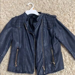 Bluish gray Leather jacket